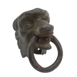 Blackened Brass Lion Like Animal Door Knocker