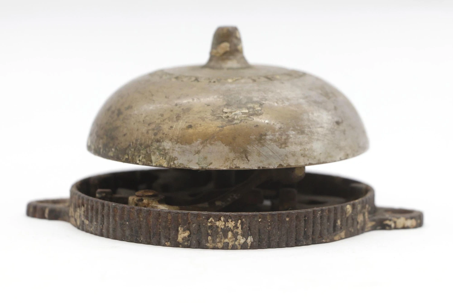 Antique Taylor’s Nickel Plated Brass & Cast Iron Crank Bell 5 Antique Taylor’s Nickel Plated Brass & Cast Iron Crank Bell - Image 3