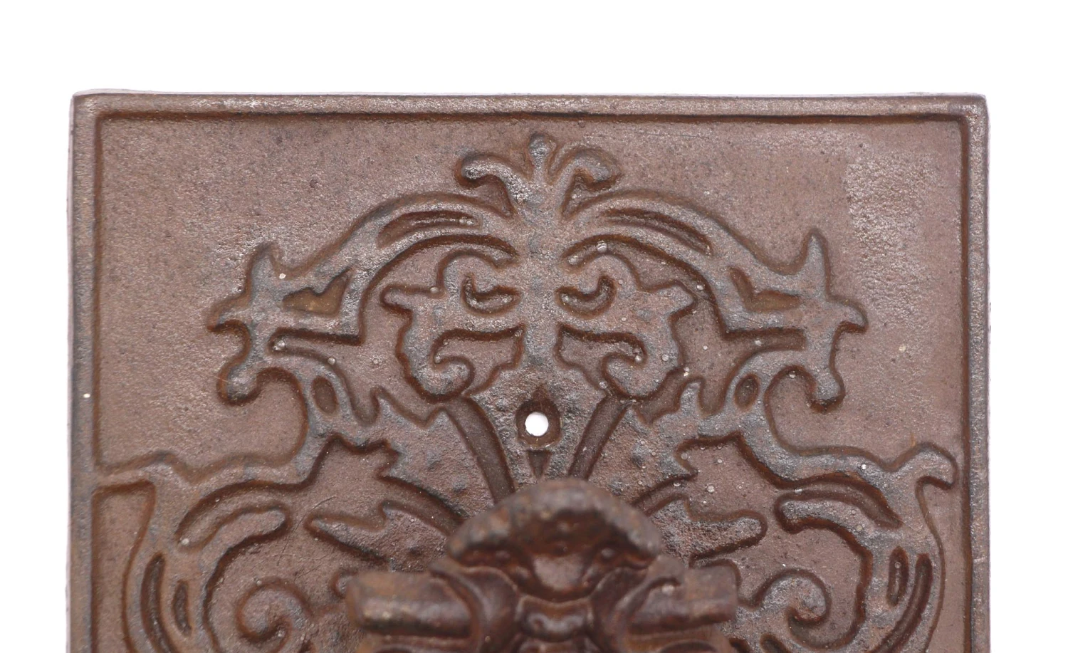 Antique Cast Iron Ornate Door Knocker On Back Plate 4 Antique Cast Iron Ornate Door Knocker On Back Plate - Image 2
