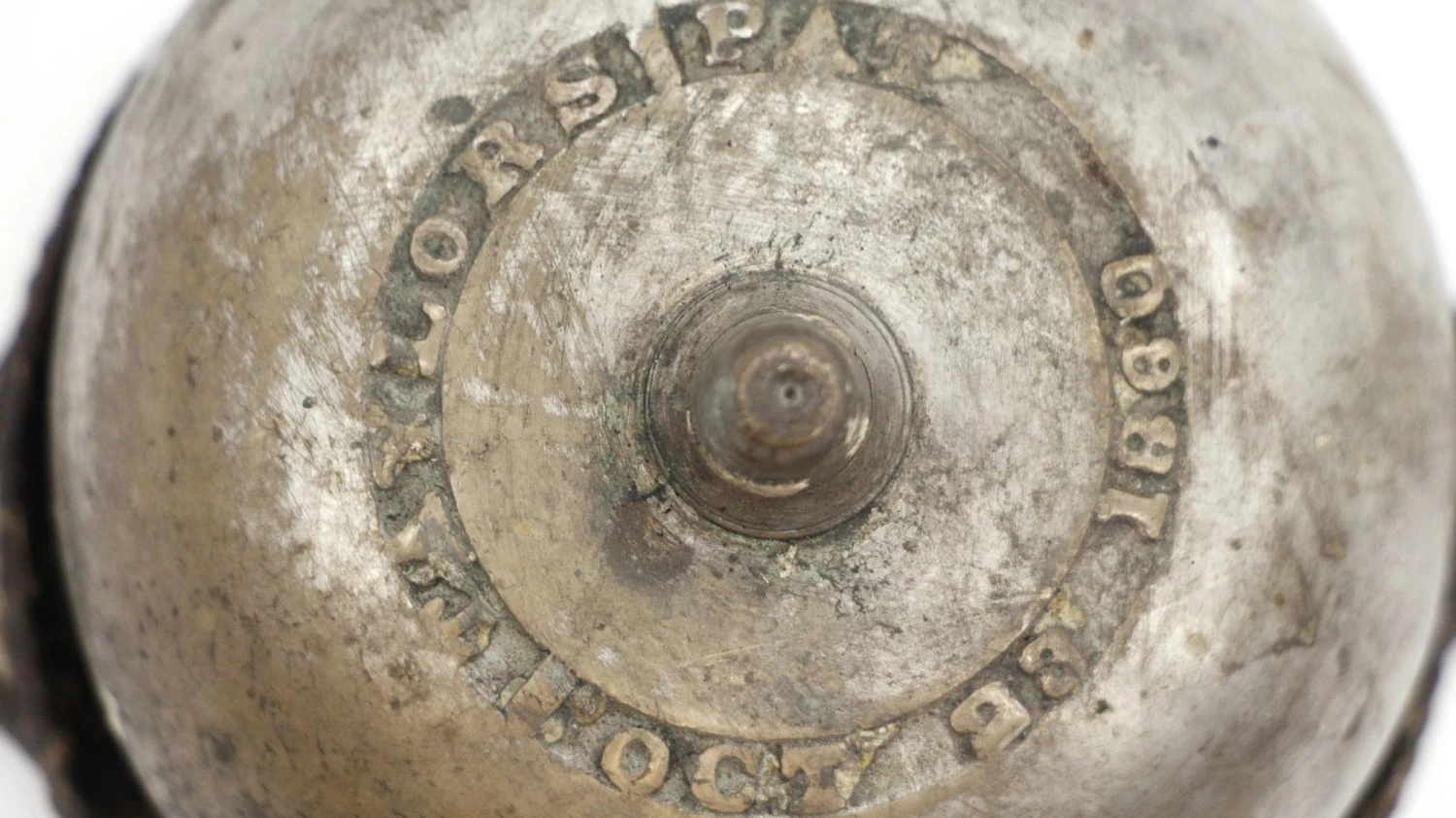 Antique Taylor’s Nickel Plated Brass & Cast Iron Crank Bell 4 Antique Taylor’s Nickel Plated Brass & Cast Iron Crank Bell - Image 2