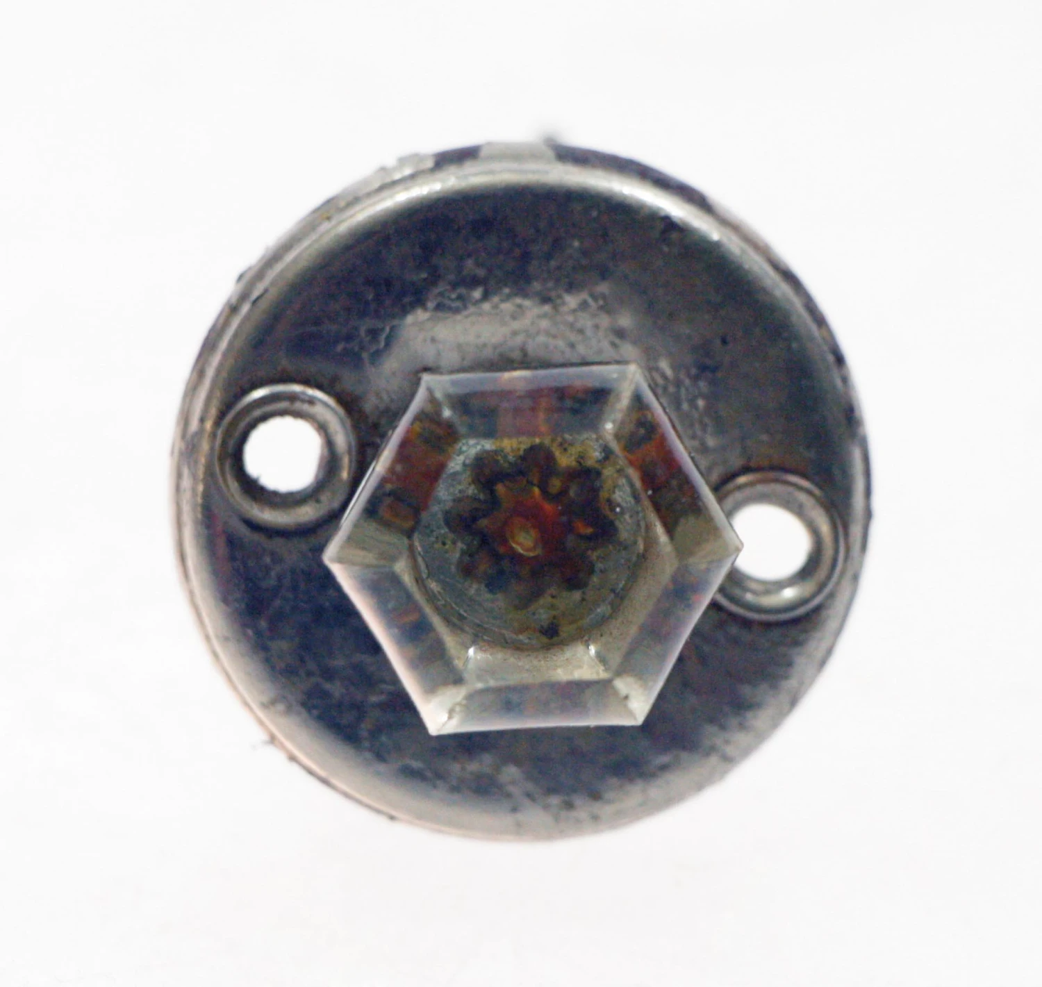 Antique Classic Hexagon Glass With Plate Cabinet Knob 6 Antique Classic Hexagon Glass With Plate Cabinet Knob - Image 4