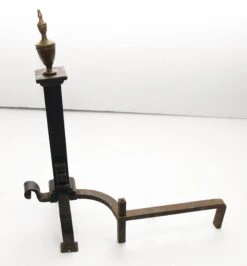 Antique Wrought Iron Andirons With Brass Tips 13 Antique Wrought Iron Andirons With Brass Tips -OGT Sale Store l197983 06
