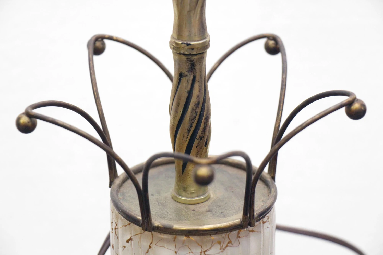 Mid Century White Milk Glass & Brass Table Lamps 8 Mid Century White Milk Glass & Brass Table Lamps - Image 6