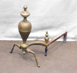 Antique Traditional Steeple Brass & Iron Andirons 12 Antique Traditional Steeple Brass & Iron Andirons -OGT Sale Store l200799 05