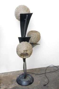 Vintage Spun Acrylic Shaded Black Wavy Floor Lamp 11 Vintage Spun Acrylic Shaded Black Wavy Floor Lamp -OGT Sale Store l201677 05