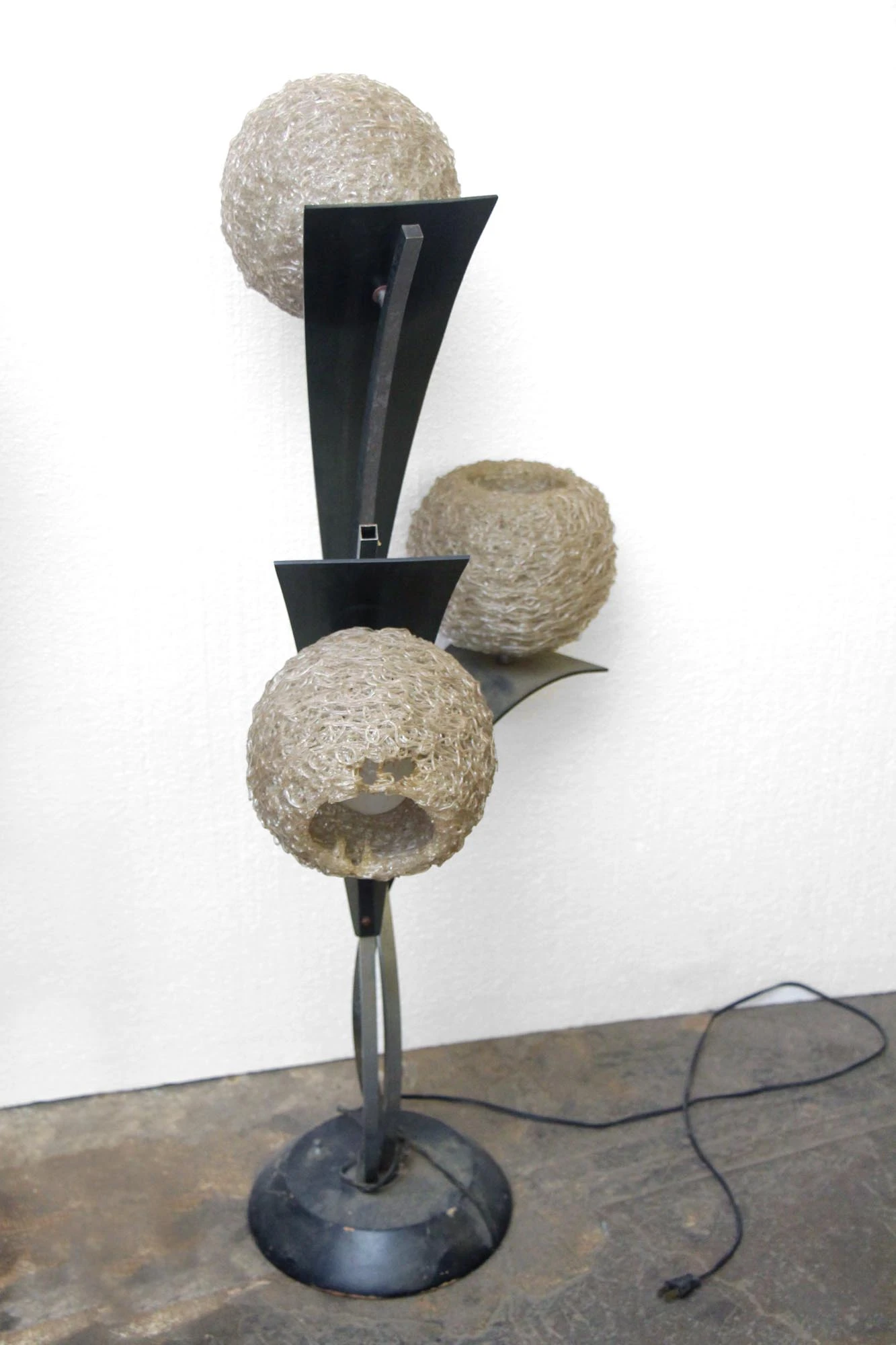 Vintage Spun Acrylic Shaded Black Wavy Floor Lamp 7 Vintage Spun Acrylic Shaded Black Wavy Floor Lamp - Image 5