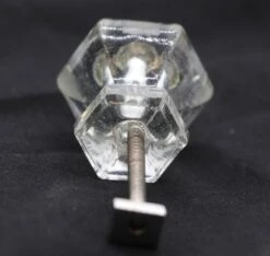 Vintage Hexagon Etched Lined 1.5 In. Glass Drawer Cabinet Knob 10 Vintage Hexagon Etched Lined 1.5 In. Glass Drawer Cabinet Knob -OGT Sale Store l203159 04