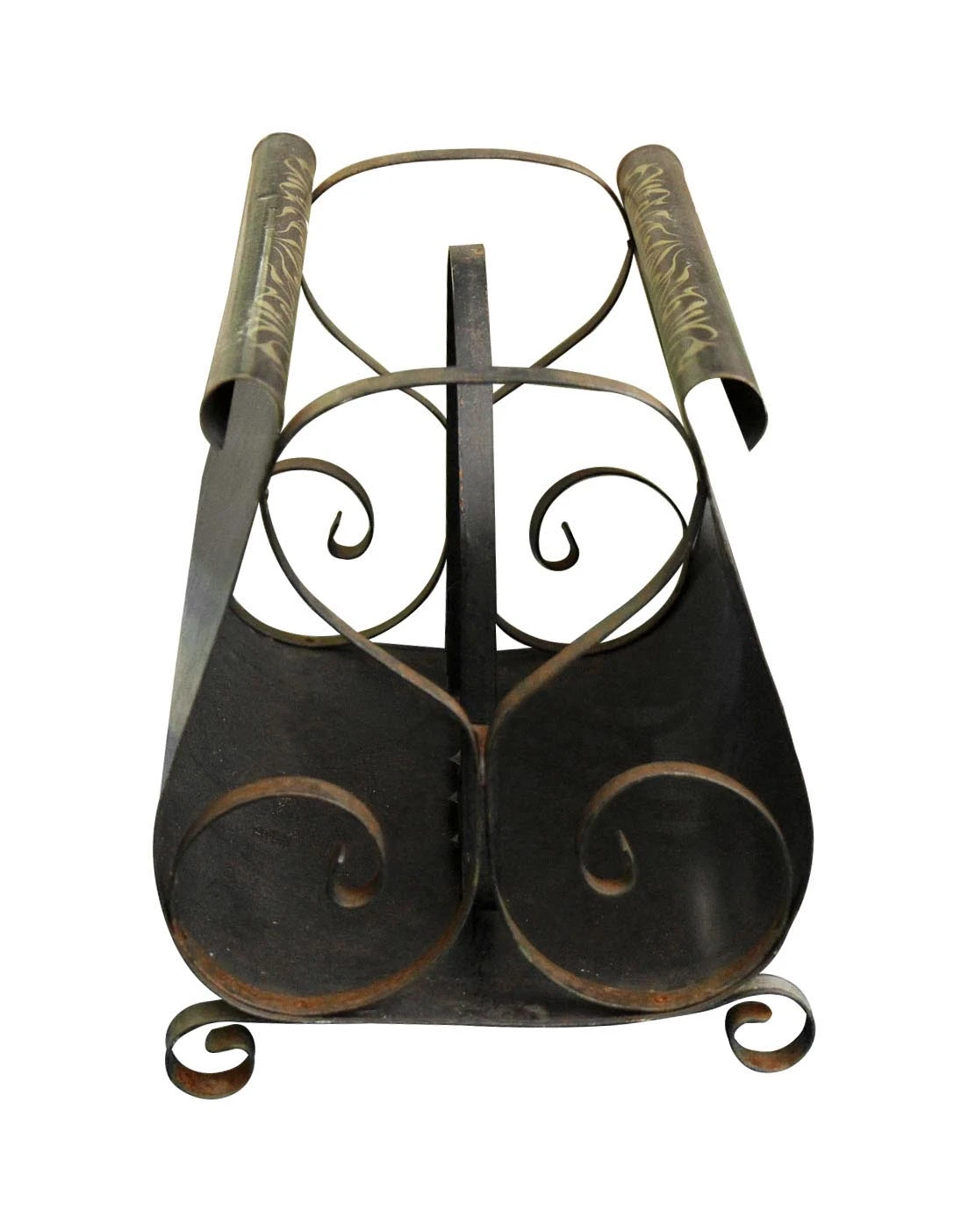 Vintage Hand Painted Black Floral Metal Magazine Holder 7 Vintage Hand Painted Black Floral Metal Magazine Holder - Image 5