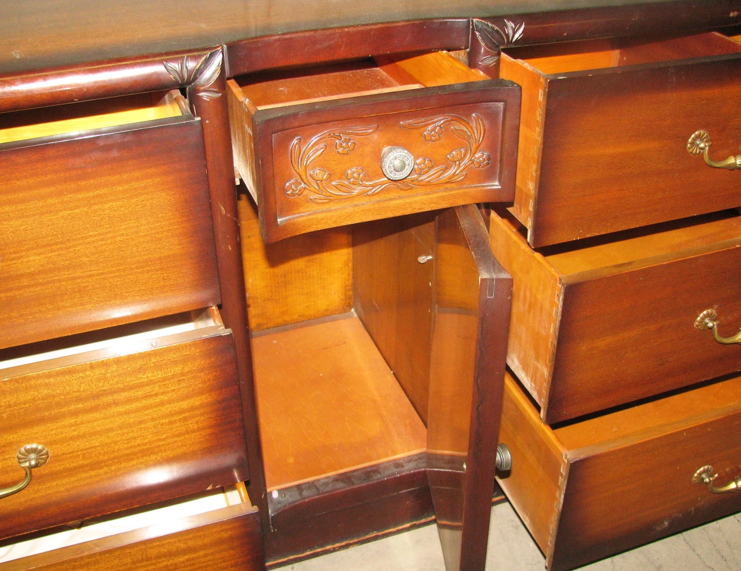 Vintage 6 Ft. Traditional Wooden Dresser With Original Finish 9 Vintage 6 Ft. Traditional Wooden Dresser With Original Finish - Image 7