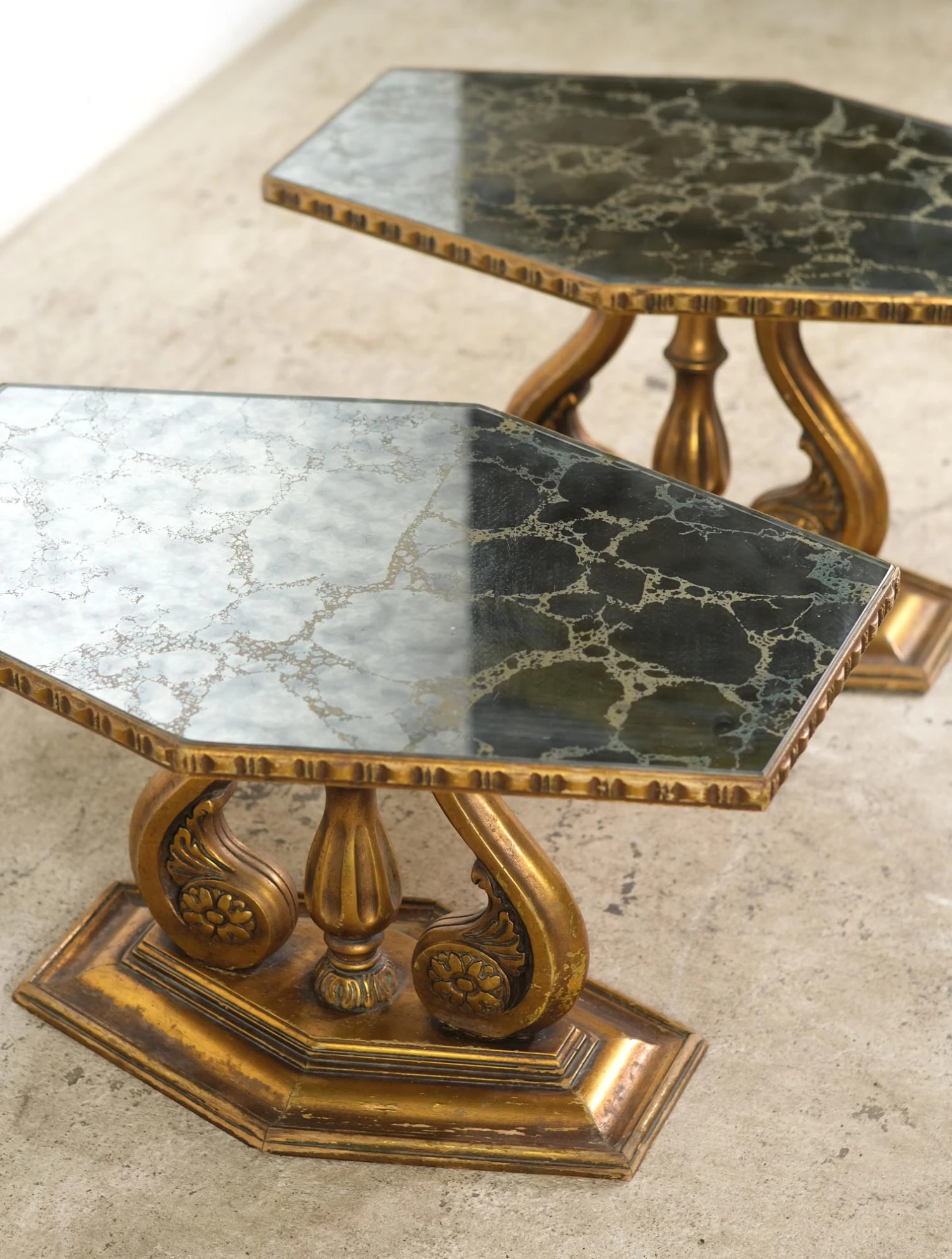 Pair Of Italian Mirror Topped Wood Side Tables 11 Pair Of Italian Mirror Topped Wood Side Tables - Image 9