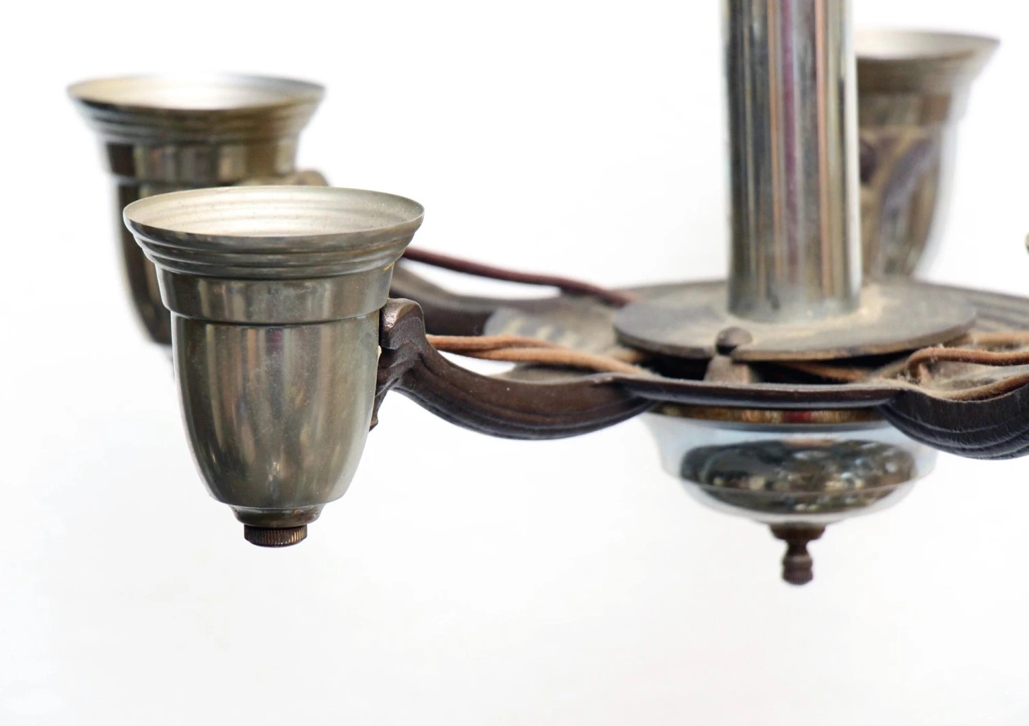 Art Deco 5 Arm Slip Shade Chrome Chandelier 6 Art Deco 5 Arm Slip Shade Chrome Chandelier - Image 4