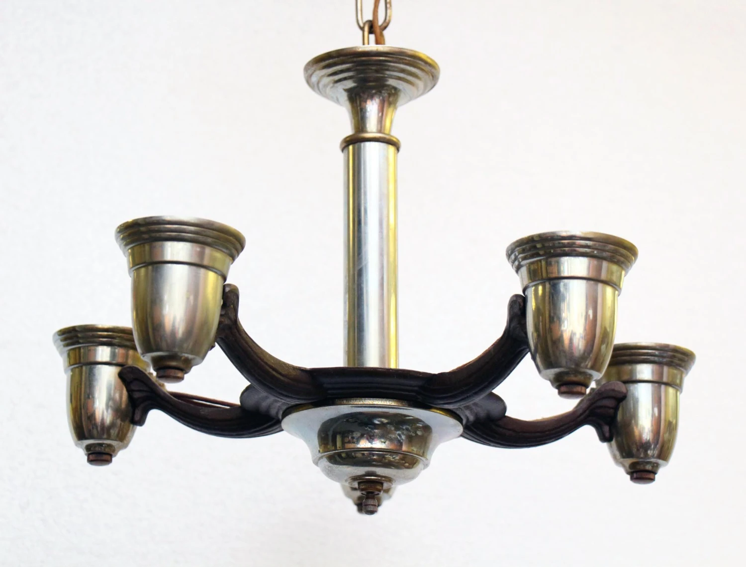 Art Deco 5 Arm Slip Shade Chrome Chandelier 7 Art Deco 5 Arm Slip Shade Chrome Chandelier - Image 5