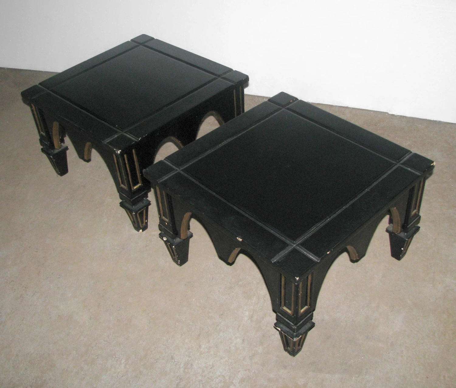 Vintage Black & Gold Gothic Square End Table 8 Vintage Black & Gold Gothic Square End Table - Image 6