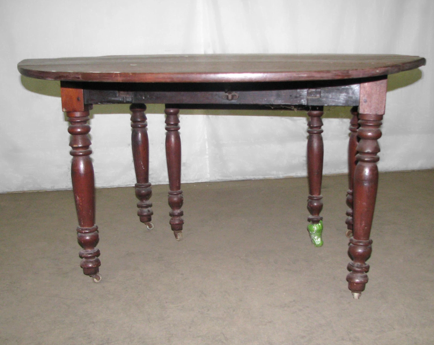 Antique Traditional Drop Leaf Table On Wheels 8 Antique Traditional Drop Leaf Table On Wheels - Image 6