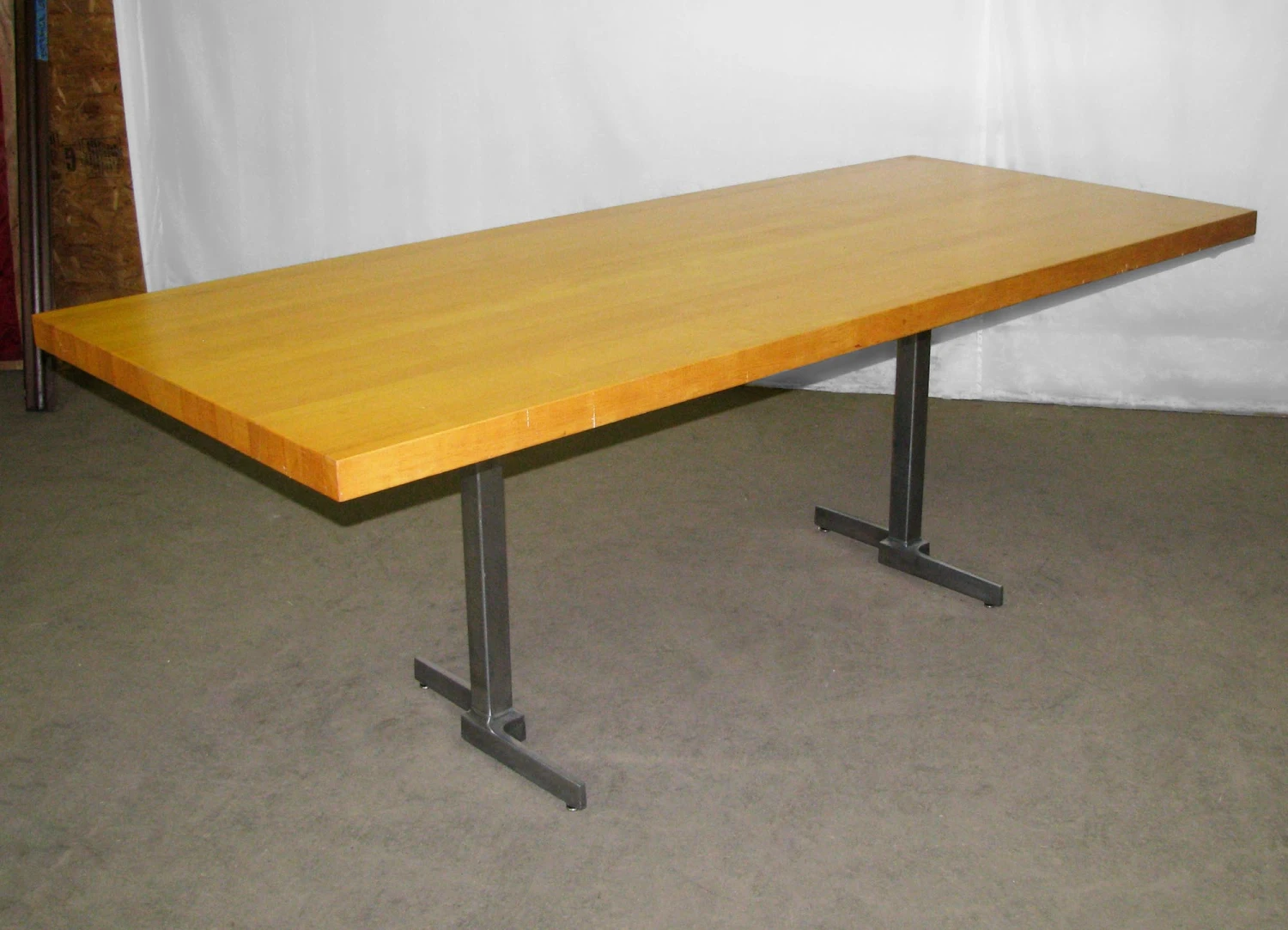 Maple Butcher Block Top Table With Modern Steel Legs 6 Maple Butcher Block Top Table With Modern Steel Legs - Image 4