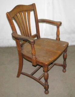 Vintage Fan Back Wood Bankers Arm Chair 17 Vintage Fan Back Wood Bankers Arm Chair -OGT Sale Store l205464 04