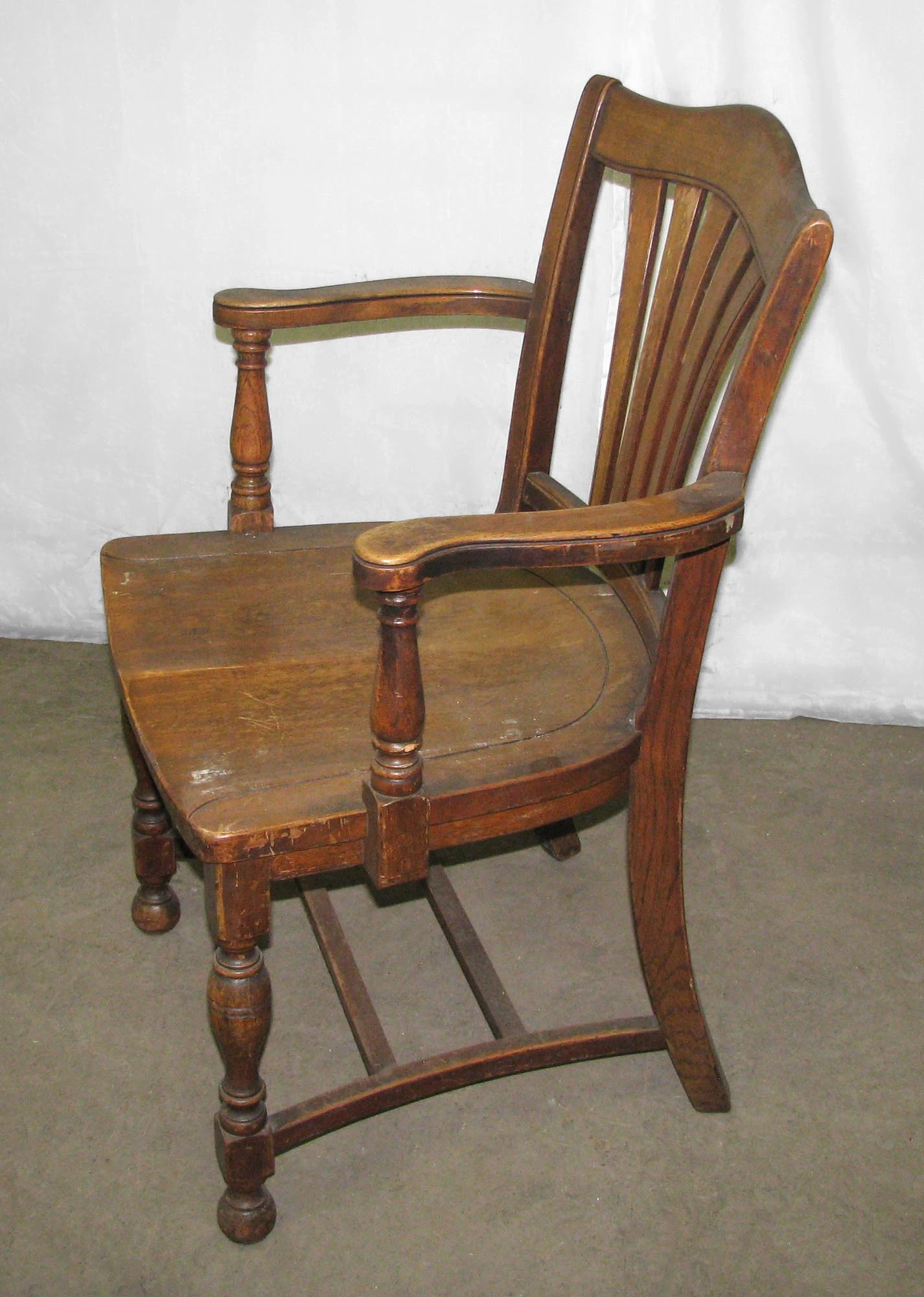 Vintage Fan Back Wood Bankers Arm Chair 7 Vintage Fan Back Wood Bankers Arm Chair - Image 5