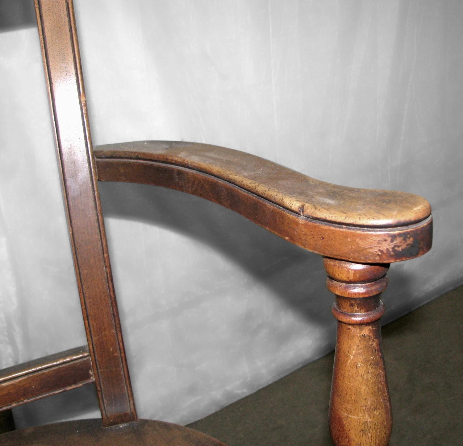 Vintage Fan Back Wood Bankers Arm Chair 11 Vintage Fan Back Wood Bankers Arm Chair - Image 9