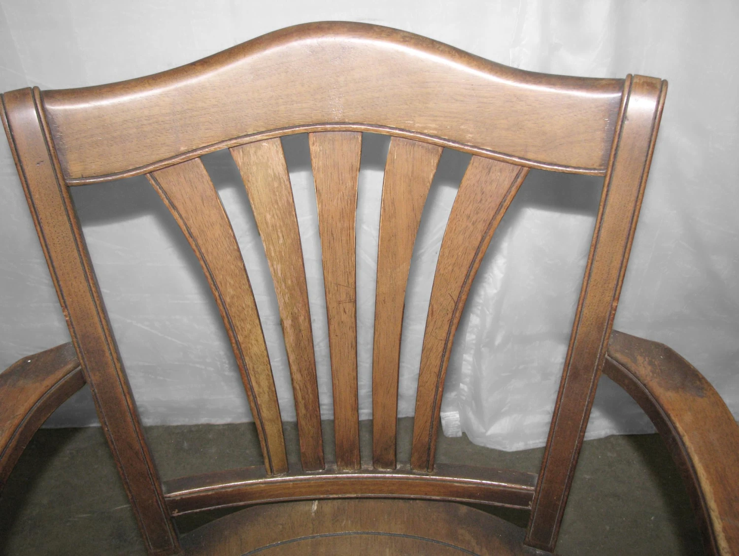 Vintage Fan Back Wood Bankers Arm Chair 12 Vintage Fan Back Wood Bankers Arm Chair - Image 10