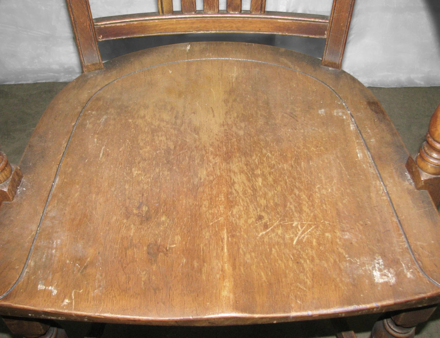 Vintage Fan Back Wood Bankers Arm Chair 13 Vintage Fan Back Wood Bankers Arm Chair - Image 11