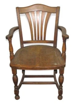 Vintage Fan Back Wood Bankers Arm Chair 25 Vintage Fan Back Wood Bankers Arm Chair -OGT Sale Store l205464 12
