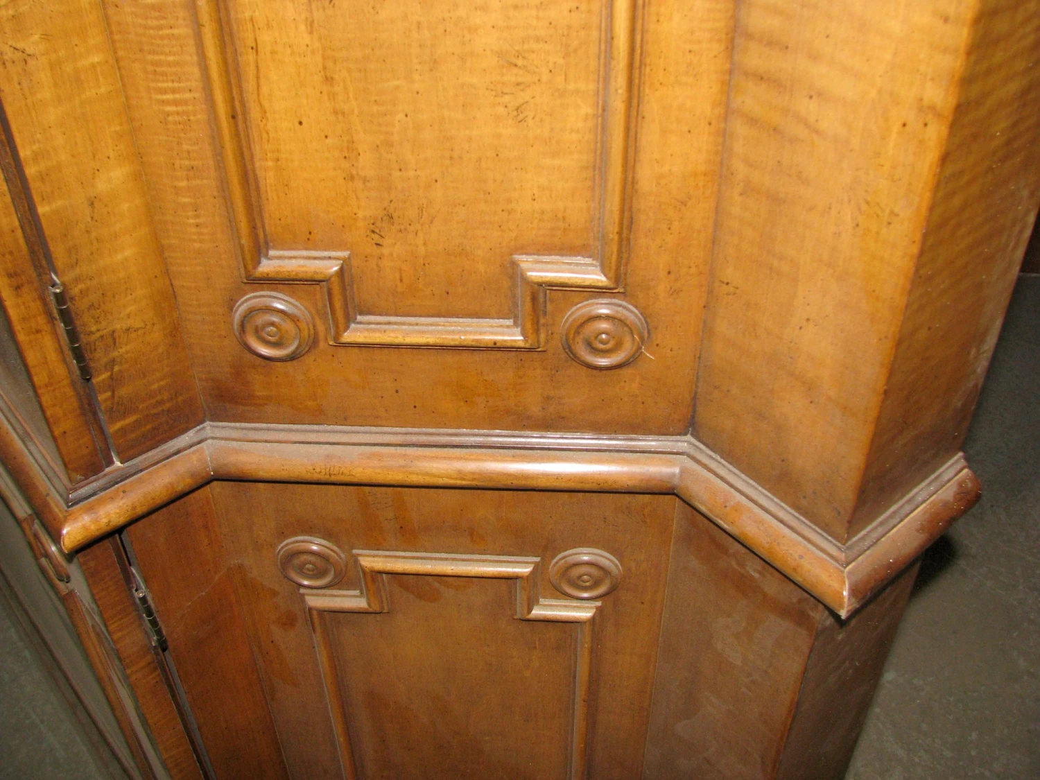 Antique Carved Solid Maple China Closet 8 Antique Carved Solid Maple China Closet - Image 6