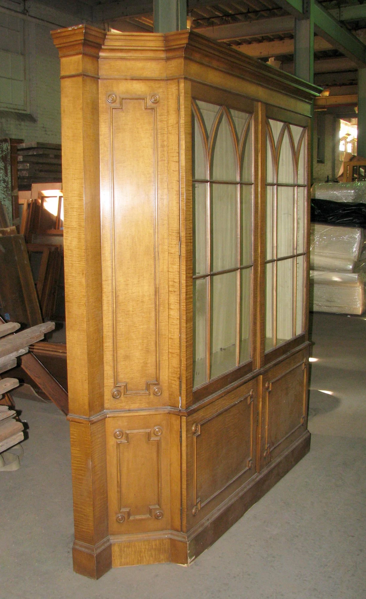 Antique Carved Solid Maple China Closet 14 Antique Carved Solid Maple China Closet - Image 12