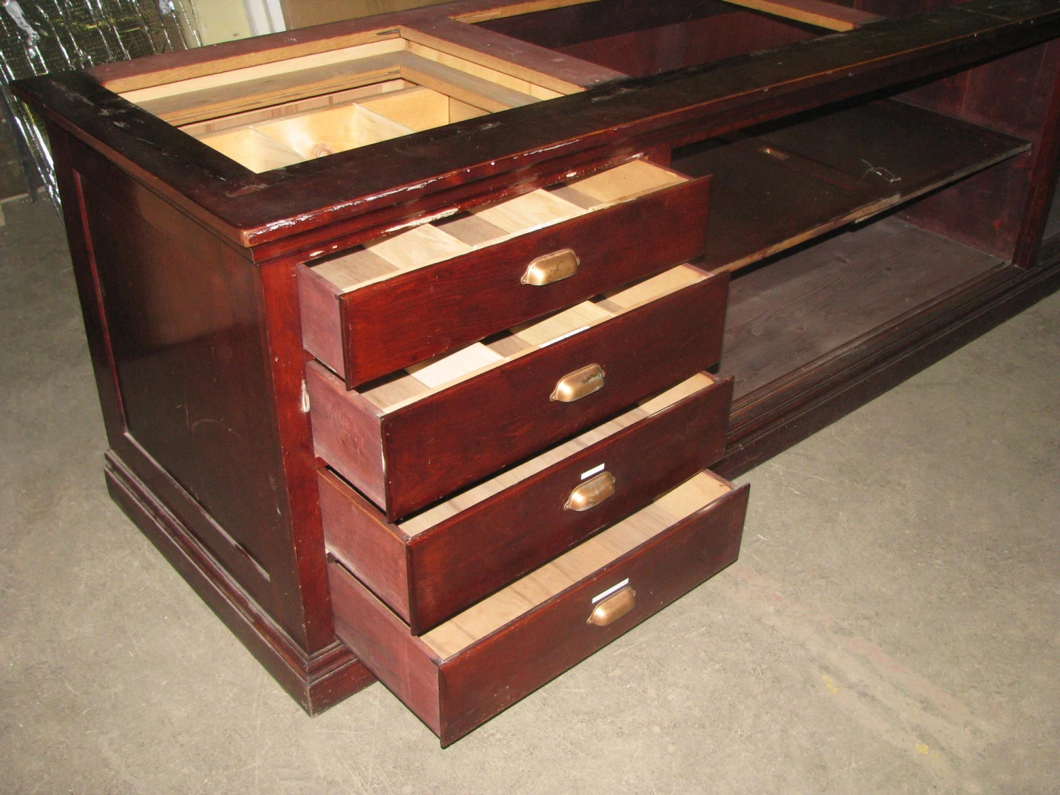 Reclaimed Vintage 14.5 Ft. X 8 Ft. Violin Mahogany Display Cabinet 12 Reclaimed Vintage 14.5 Ft. X 8 Ft. Violin Mahogany Display Cabinet - Image 10