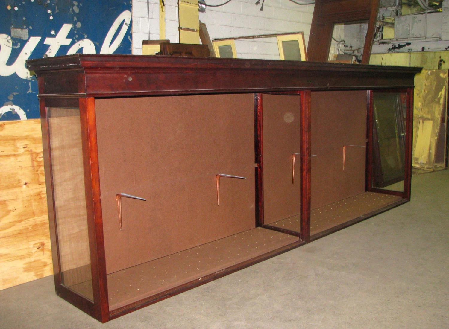 Reclaimed Vintage 14.5 Ft. X 8 Ft. Violin Mahogany Display Cabinet 16 Reclaimed Vintage 14.5 Ft. X 8 Ft. Violin Mahogany Display Cabinet - Image 14