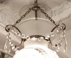 1930s Traditional Etched Glass & Crystal Bell Jar Lantern -OGT Sale Store l207147 05