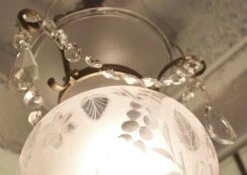 1930s Traditional Etched Glass & Crystal Bell Jar Lantern -OGT Sale Store l207147 06