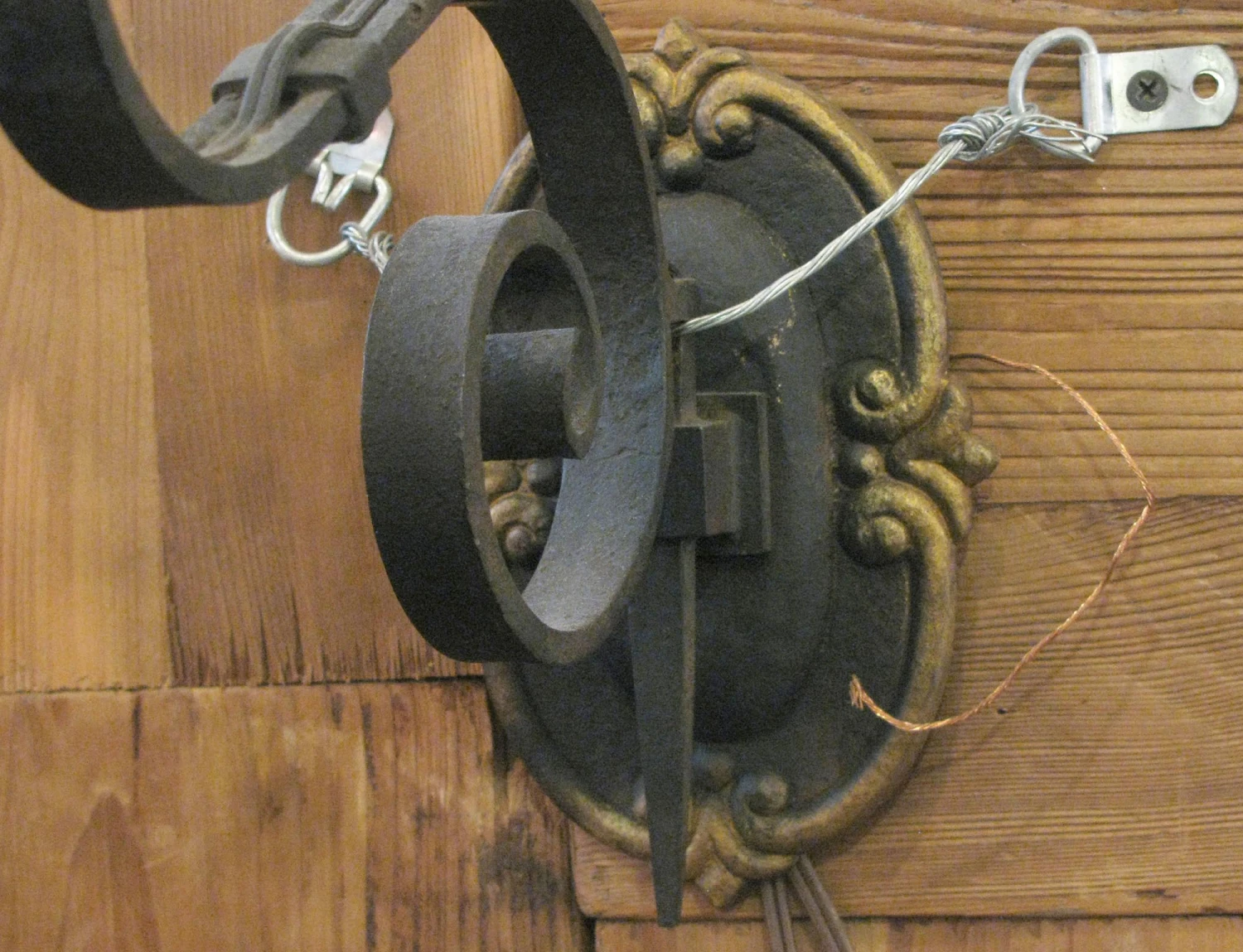 Pair Of Tudor Two Arm Wrought Iron Wall Sconces 6 Pair Of Tudor Two Arm Wrought Iron Wall Sconces - Image 4