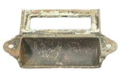 Antique Victorian Cast Iron Pharmacy Drawer Bin Pull With Label Slot -OGT Sale Store l207277 04