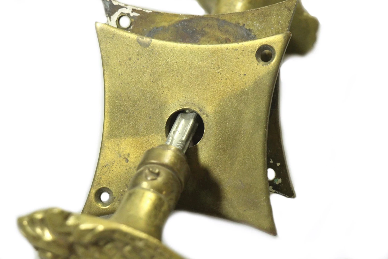 Antique French Brass Oval Passage Door Knob Set 7 Antique French Brass Oval Passage Door Knob Set - Image 5