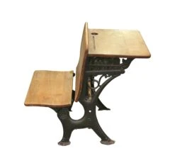 Antique Wood & Iron Childrens School Row Seat & Desk Combo 14 Antique Wood & Iron Childrens School Row Seat & Desk Combo -OGT Sale Store l207548 04