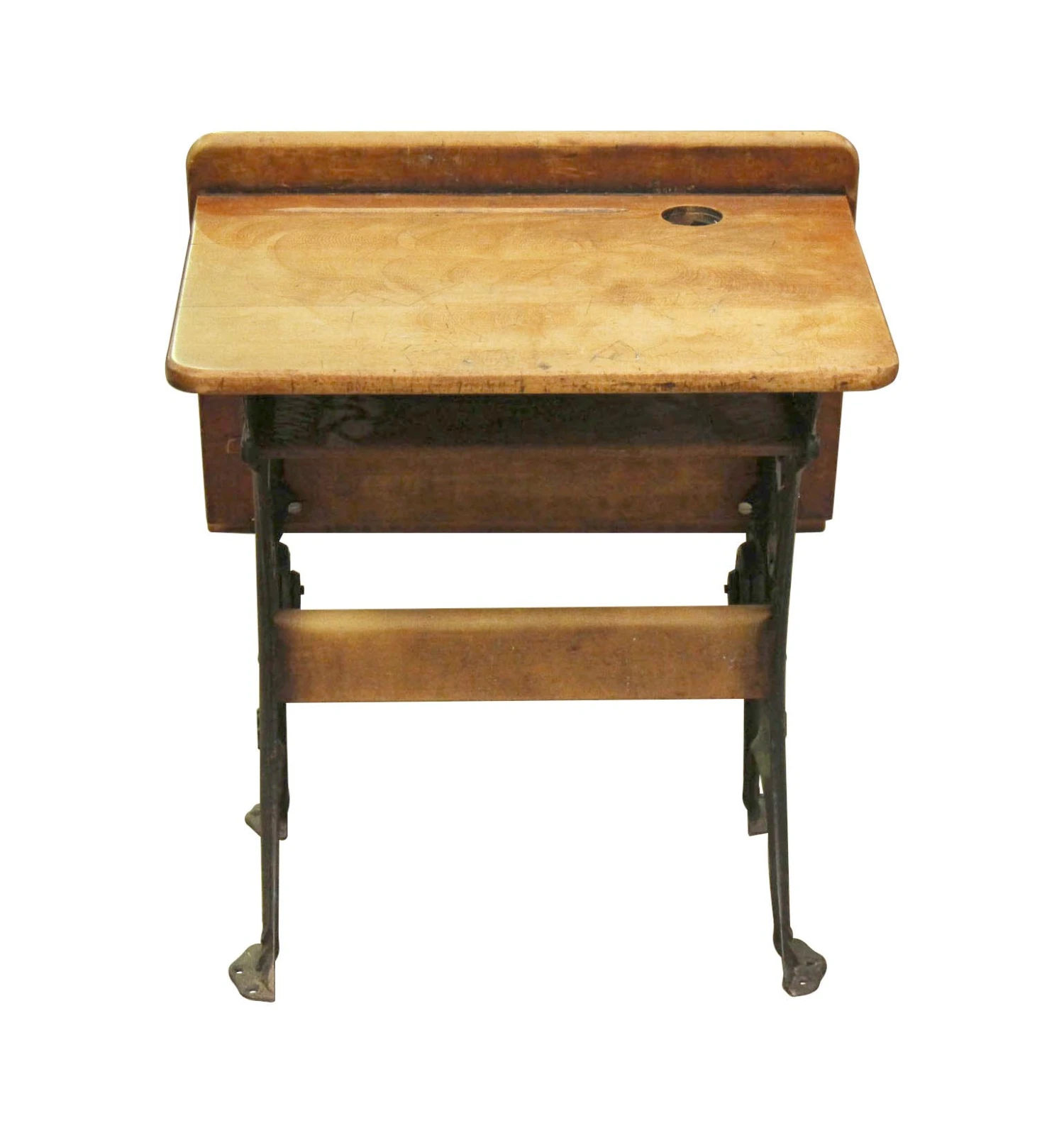 Antique Wood & Iron Childrens School Row Seat & Desk Combo 9 Antique Wood & Iron Childrens School Row Seat & Desk Combo - Image 7