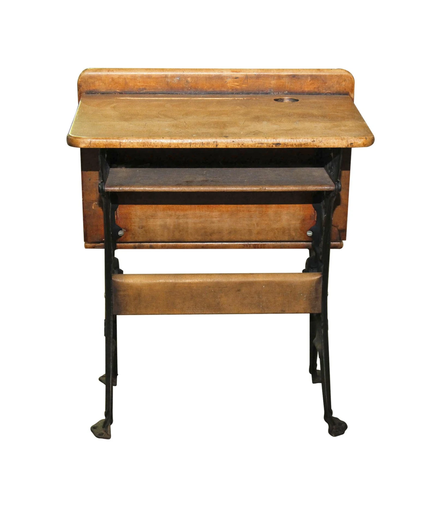 Antique Wood & Iron Childrens School Row Seat & Desk Combo 10 Antique Wood & Iron Childrens School Row Seat & Desk Combo - Image 8