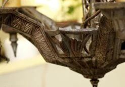 Antique 5 Light Cast Iron Art Deco Chandelier -OGT Sale Store l207720 06