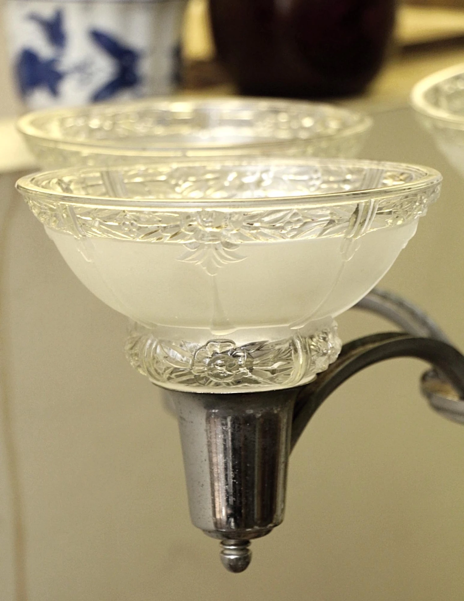 Vintage 5 Light Slip Shade Chrome Art Deco Chandelier 8 Vintage 5 Light Slip Shade Chrome Art Deco Chandelier - Image 6