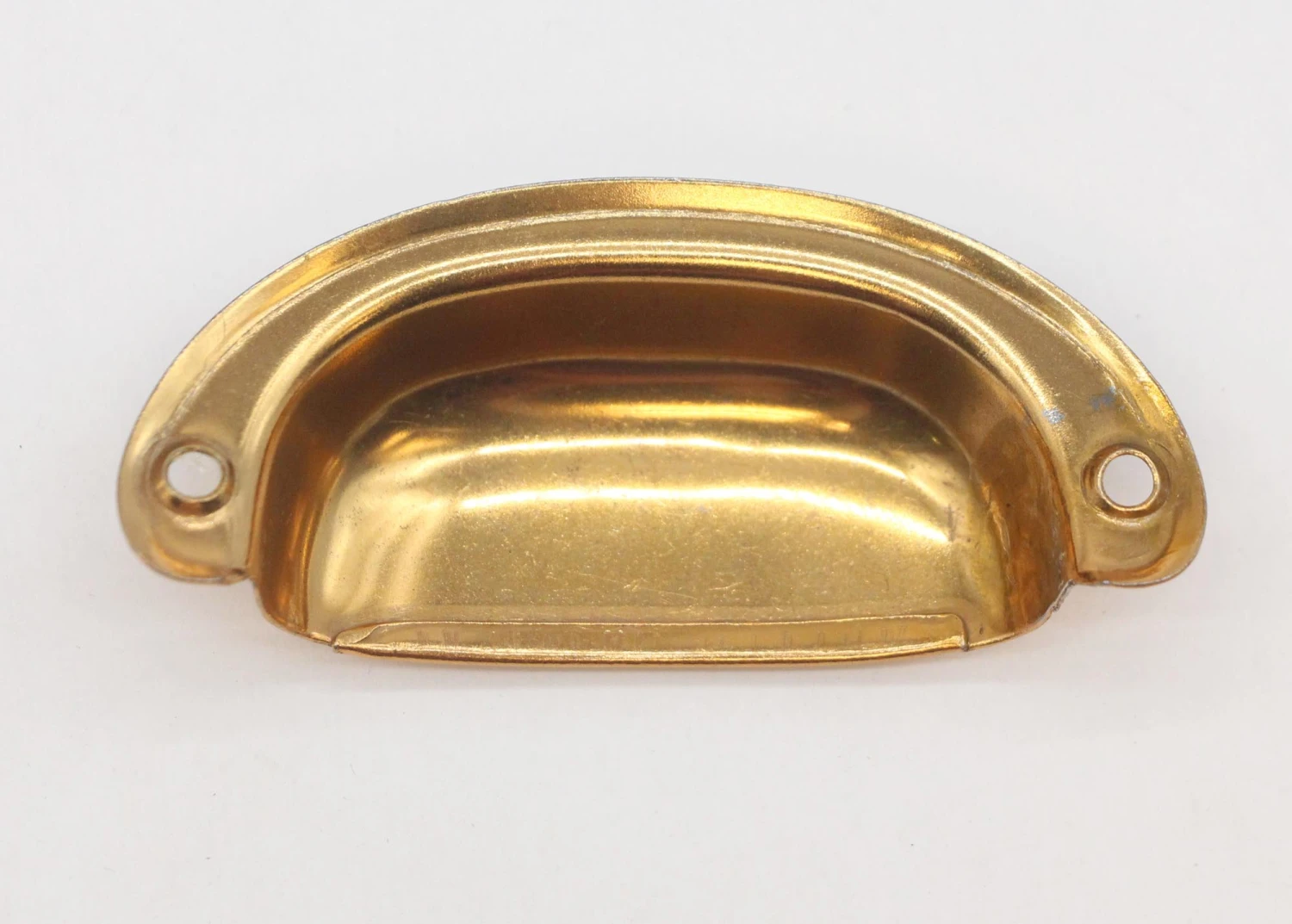 Old New Warm Brass Russwin Drawer Cup Bin Pull 6 Old New Warm Brass Russwin Drawer Cup Bin Pull - Image 4
