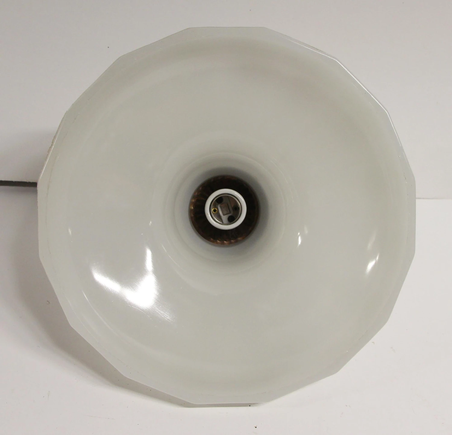 1910s Fluted 11.75 In. Milk Glass Pendant Light 8 1910s Fluted 11.75 In. Milk Glass Pendant Light - Image 6