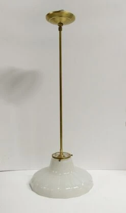 1910s Fluted 11.75 In. Milk Glass Pendant Light 21 1910s Fluted 11.75 In. Milk Glass Pendant Light -OGT Sale Store l207832 09