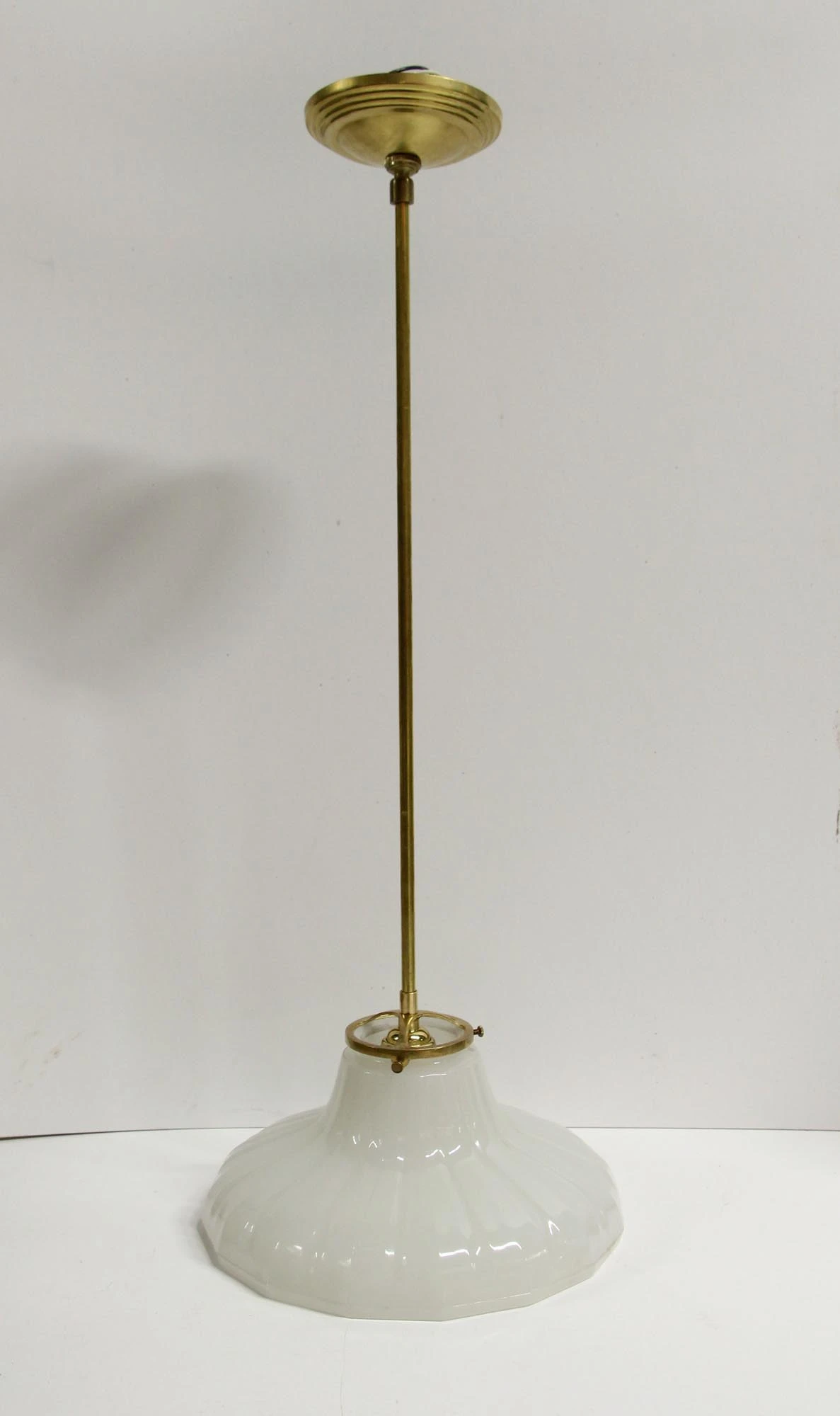 1910s Fluted 11.75 In. Milk Glass Pendant Light 11 1910s Fluted 11.75 In. Milk Glass Pendant Light - Image 9