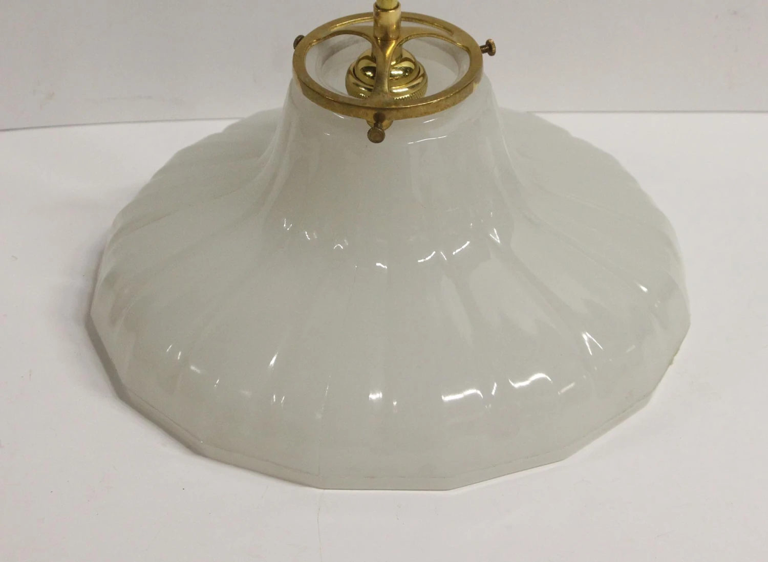 1910s Fluted 11.75 In. Milk Glass Pendant Light 12 1910s Fluted 11.75 In. Milk Glass Pendant Light - Image 10
