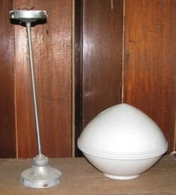 Art Deco School House Light With Original Aluminum Pole Fitter -OGT Sale Store l208028 05