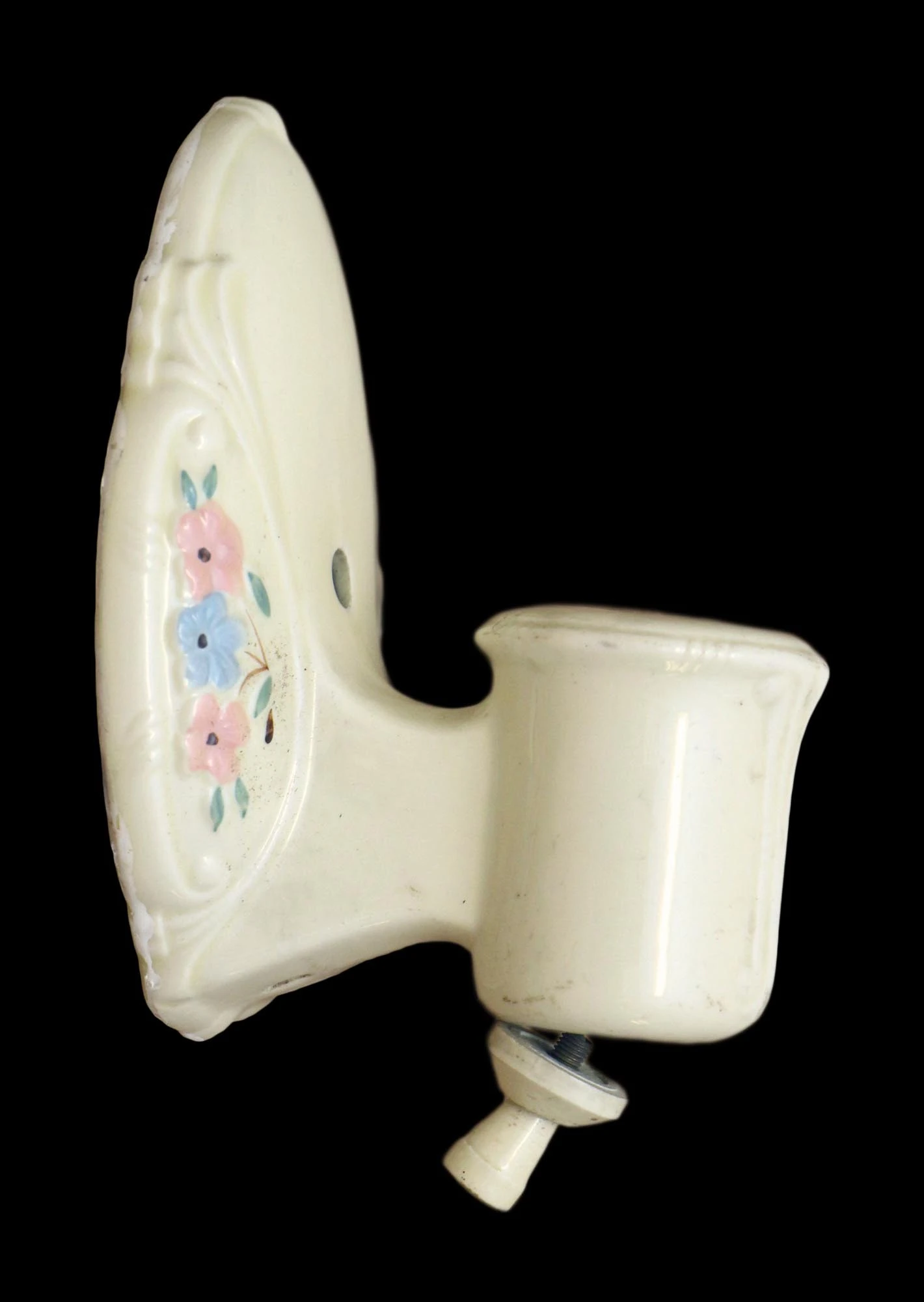 Pair Of 1930s Floral Bathroom Porcelain Wall Sconces 8 Pair Of 1930s Floral Bathroom Porcelain Wall Sconces - Image 6