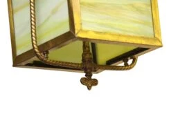 Vintage Green Slag Glass Brass Ceiling Lantern 14 Vintage Green Slag Glass Brass Ceiling Lantern -OGT Sale Store l211525 05