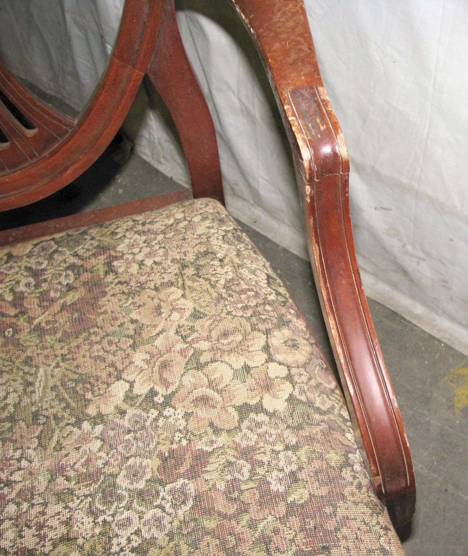 Set Of Four Classic Upholstered Walnut Arm Chairs 11 Set Of Four Classic Upholstered Walnut Arm Chairs - Image 9