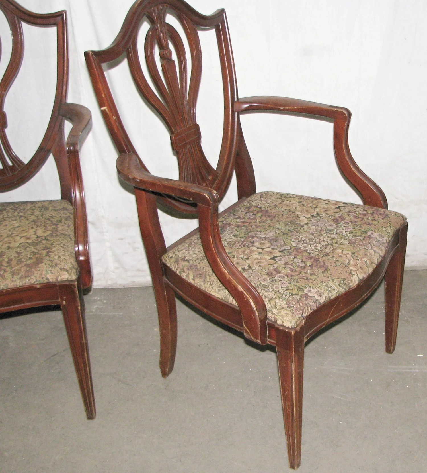 Set Of Four Classic Upholstered Walnut Arm Chairs 12 Set Of Four Classic Upholstered Walnut Arm Chairs - Image 10