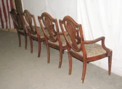 Set Of Four Classic Upholstered Walnut Arm Chairs 25 Set Of Four Classic Upholstered Walnut Arm Chairs -OGT Sale Store l211777 11